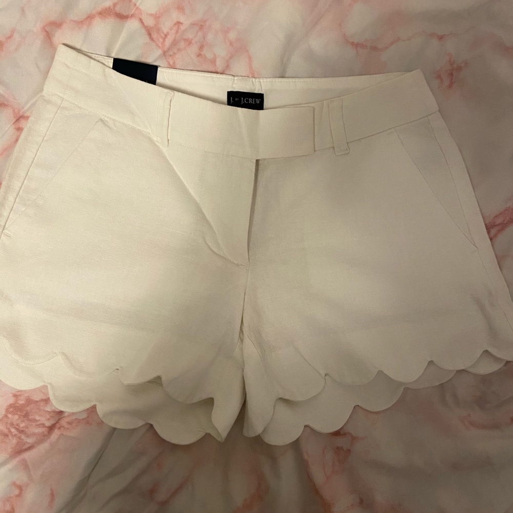 White Scallop hem J Crew Shorts